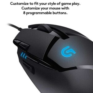 Logitech G 402 Hyperion Fury Wired Gaming Mouse, 4,000 DPI, Lightweight, 8 Programmable Buttons, Compatible with PC/Mac – Black