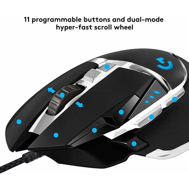 Logitech G502 11 Button Mouse with LIGHTSYNC - USB Wired