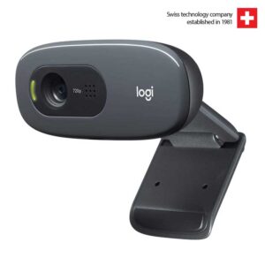 Logitech C270 HD Webcam, HD 720p/30fps, Widescreen HD Video Calling, HD Light Correction, Noise-Reducing Mic, for PC/Mac/Laptop/MacBook/Tablet(Black)