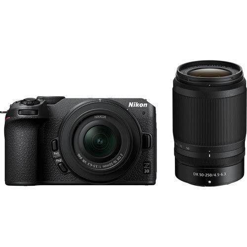 Nikon Digital Camera Z 30 kit with NIKKOR Z DX 16-50mm f/3.5-6.3 VR & NIKKOR Z DX 50-250mm f/4.5-6.3 VR - Black